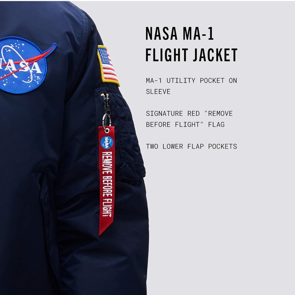 Alpha Industries x NASA MA-1 Reversible Flight Jacket NWT MEDIUM Replica Blue - Picture 4 of 16